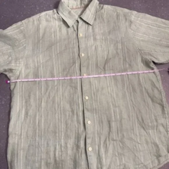 Tommy Bahama 100% Linen Green Short Sleeve Shirt – Size XL - Picture 10 of 13